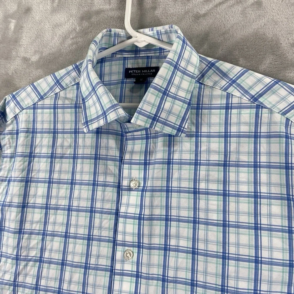 Peter Millar Shirt Mens Medium Crown Crafted Button Up Plaid Long Sleeve Casual